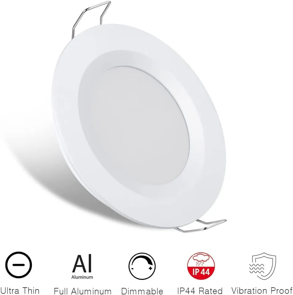 acegoo 4 x foco empotrable LED techo 12V autocaravana barco downlight plata regulable 3W 3200K blanco cálido para caravana campe