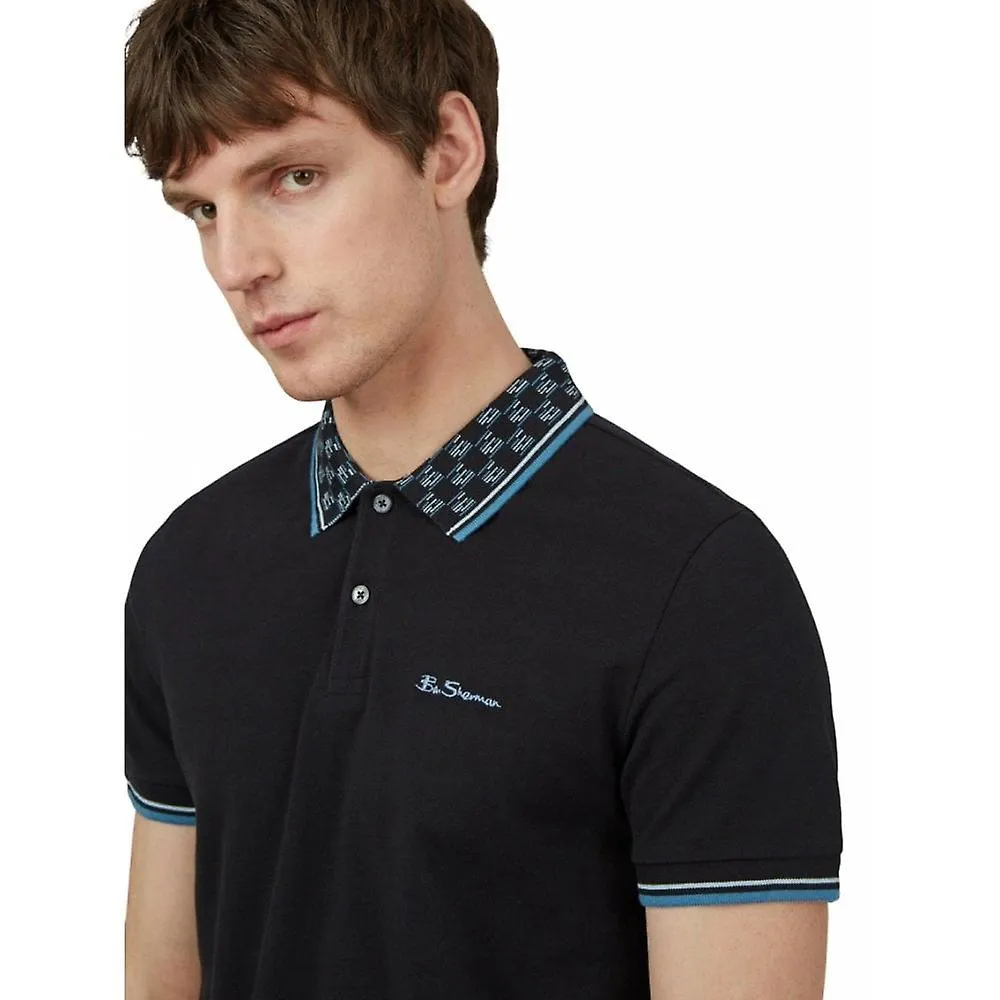 Ben Sherman Men's Plus Size Short Sleeve Cotton Piqué Polo Shirt with Contrast Collar.