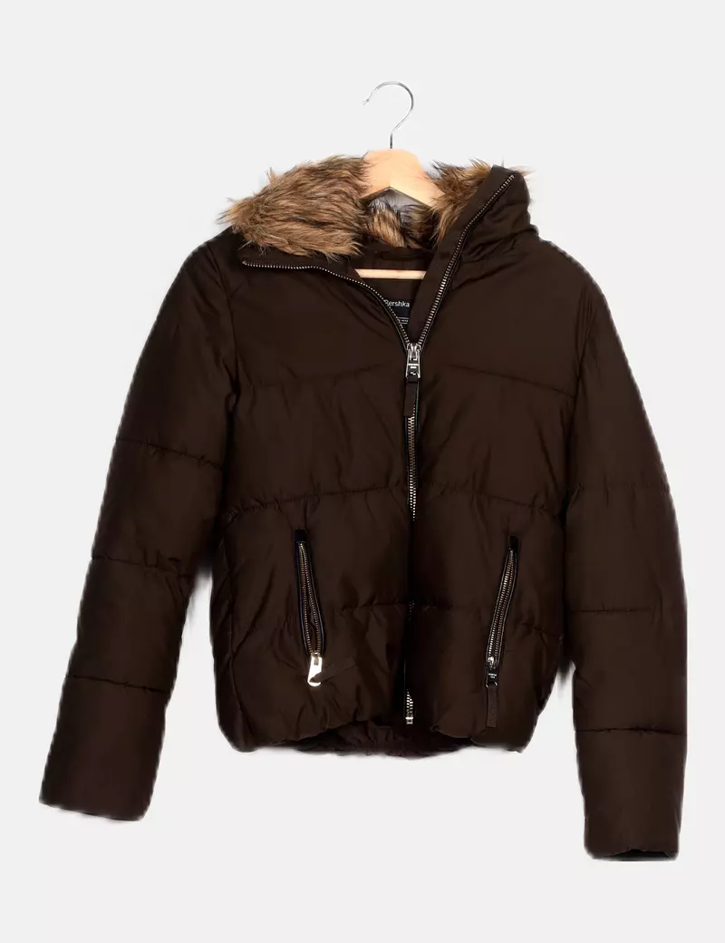 Bershka Green Quilted Puffer Jacket