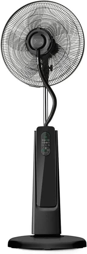 Black+Decker BXMF75E - Ventilador con agua, 75W, 3 velocidades, pantalla digital, oscilante, mando a distancia, nebulizador