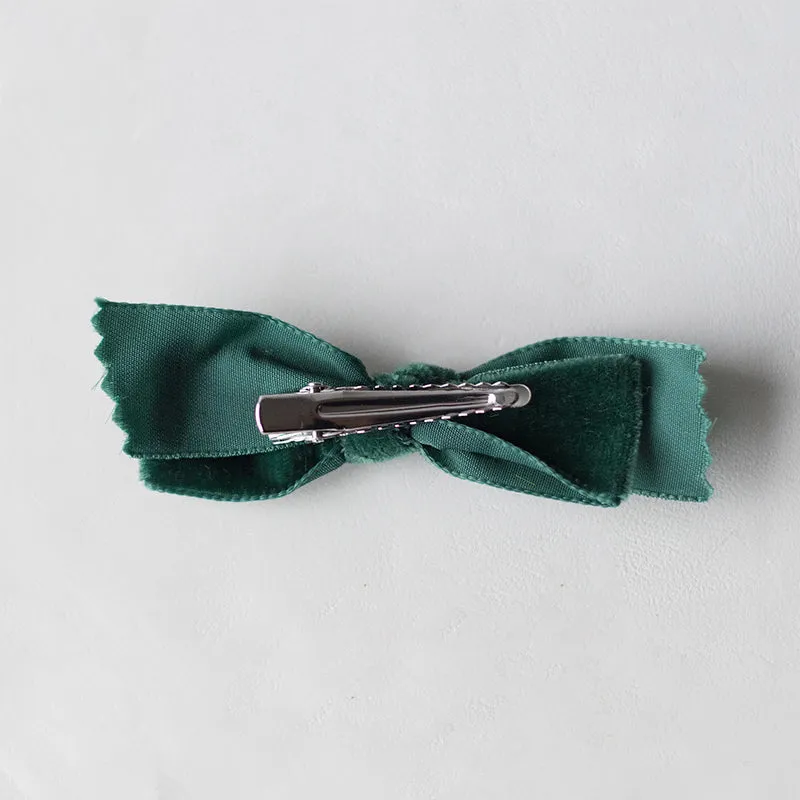 Bottle Green Velvet Mini Bow.