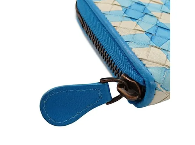 Cartera larga para mujer Bottega Veneta Blanco Azul 