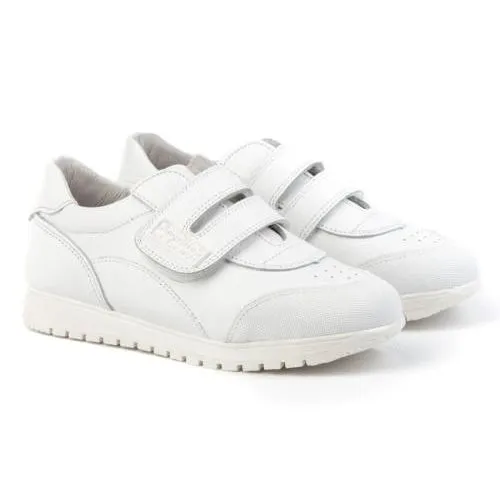 White Leather Children's Ballet Flats Angelitos 22595-22 (Sizes 22 to 40)