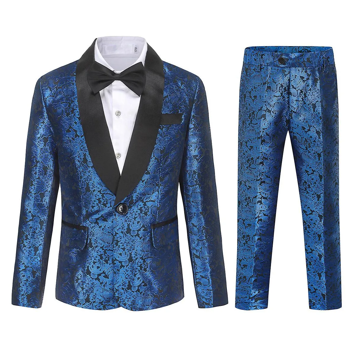 Embroidered Print Formal Wedding Blazer and Pants Set for Teen Boys by Sliktaa