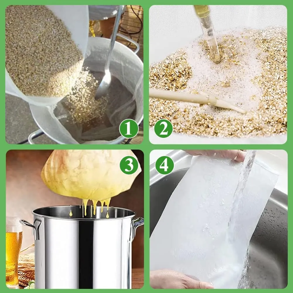 EQLEF Nylon Bolsa de Filtro de Cerveza, Bolsa de Filtro de Malla para Elaboración de Vino de Manzana en Casa Bolsa de Cuerda de 