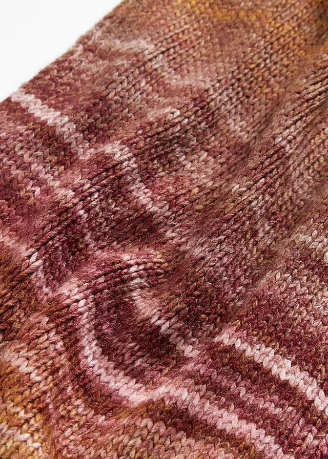 Knit Coffee Ice-Red Hazelnut-Rust Striped Jacket