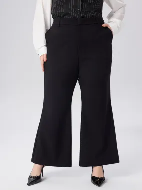 Flared Jeans with Waist Zipper and Pocket for Curvy Figures