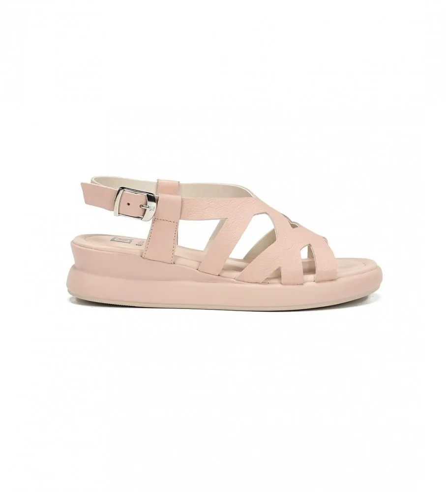 Pink Leather Wedge Sandals - 5cm wedge height