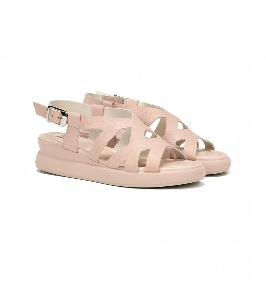 Pink Leather Wedge Sandals - 5cm wedge height