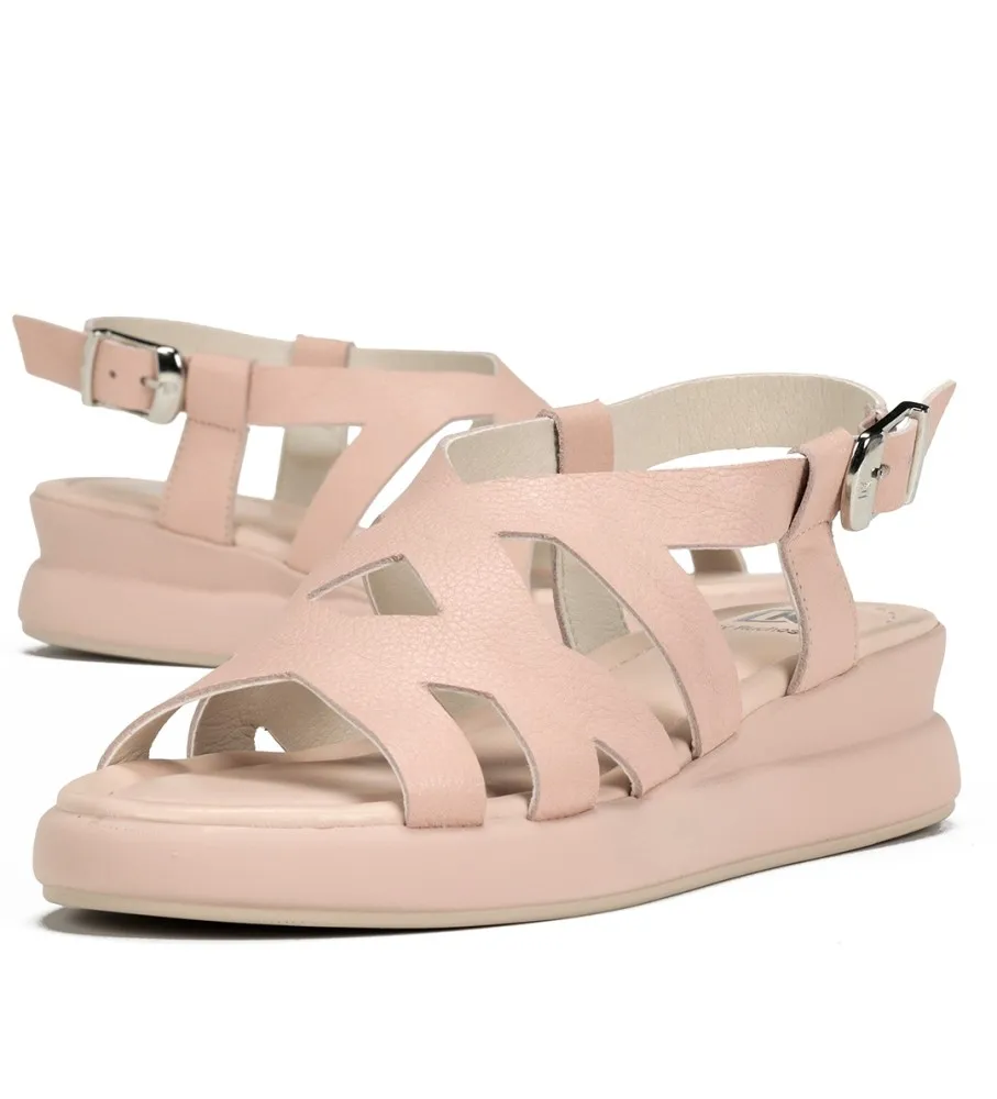 Pink Leather Wedge Sandals - 5cm wedge height