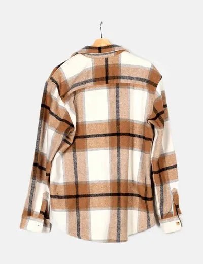 Pulled and Bear Plaid Wool Print Overshirt
