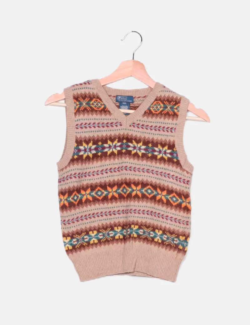 Brown Printed Ralph Lauren Vest