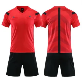 Referee Professional Soccer Jersey Set Adult V Neck Referee Uniform Short Sleeve Match Official Shirt Three.