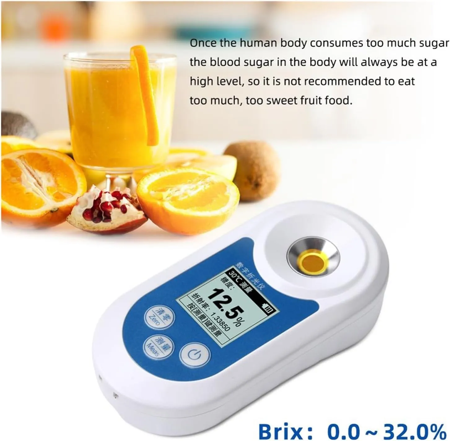 Refractómetro del metro de Brix, Refractómetro digital Medidor Brix Sacarímetro Densímetro for fruta Vino Cerveza Alcohol Concen