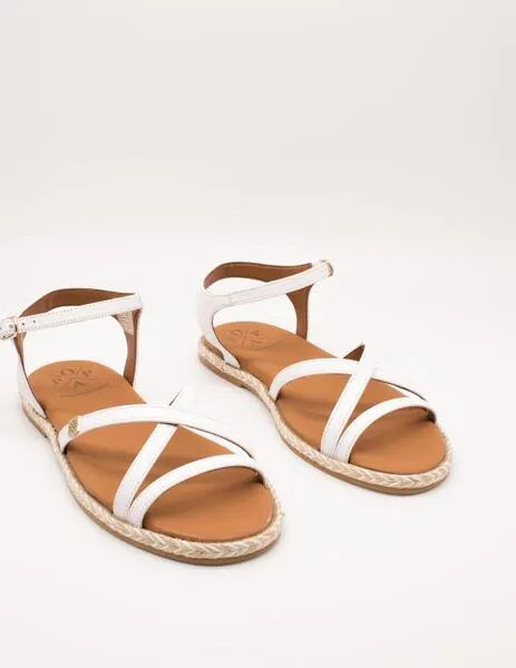 Women's White Leather Cubagua Platform Sandals.