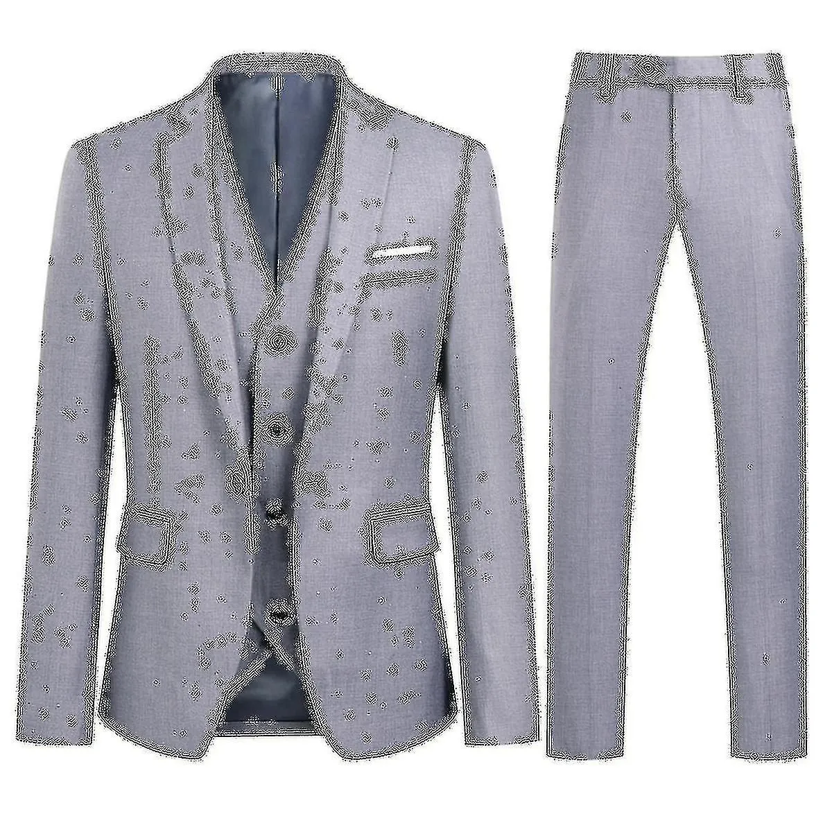 Slim Fit Men's Suit Business Casual 3 Piece Jacket Pants Vest Set Grey