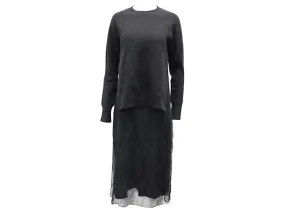 VESTIDO MAXI TRANSPARENTE Joseph Sweater en lana negra Negro 