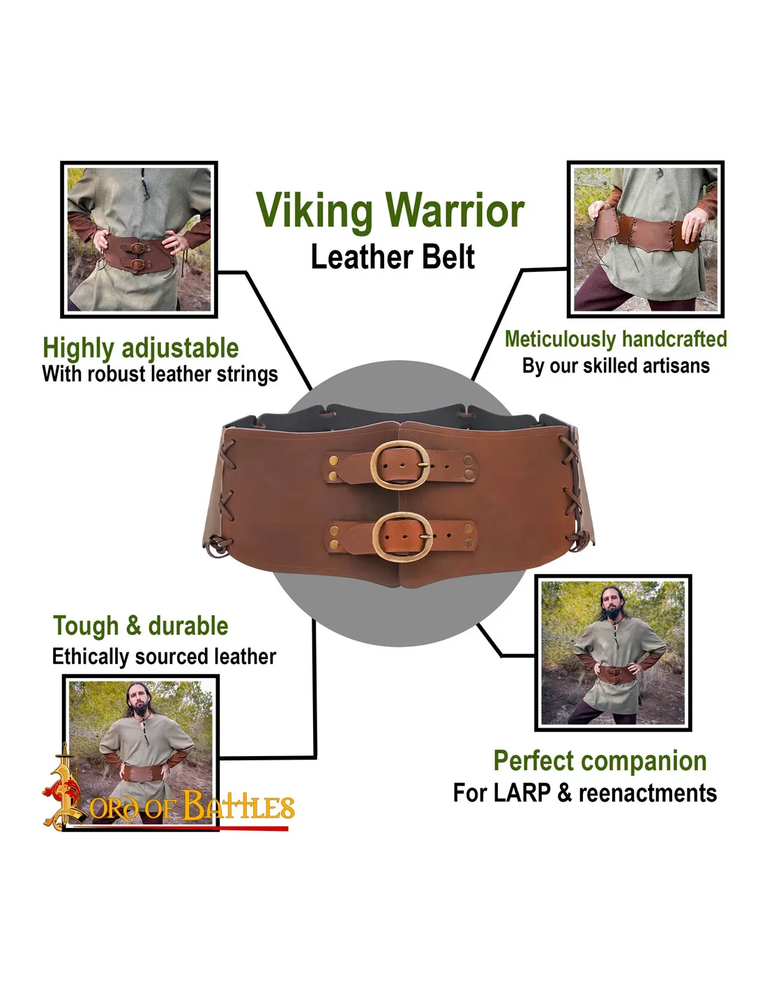 Warrior Leather Double Belt (111.8 cm)