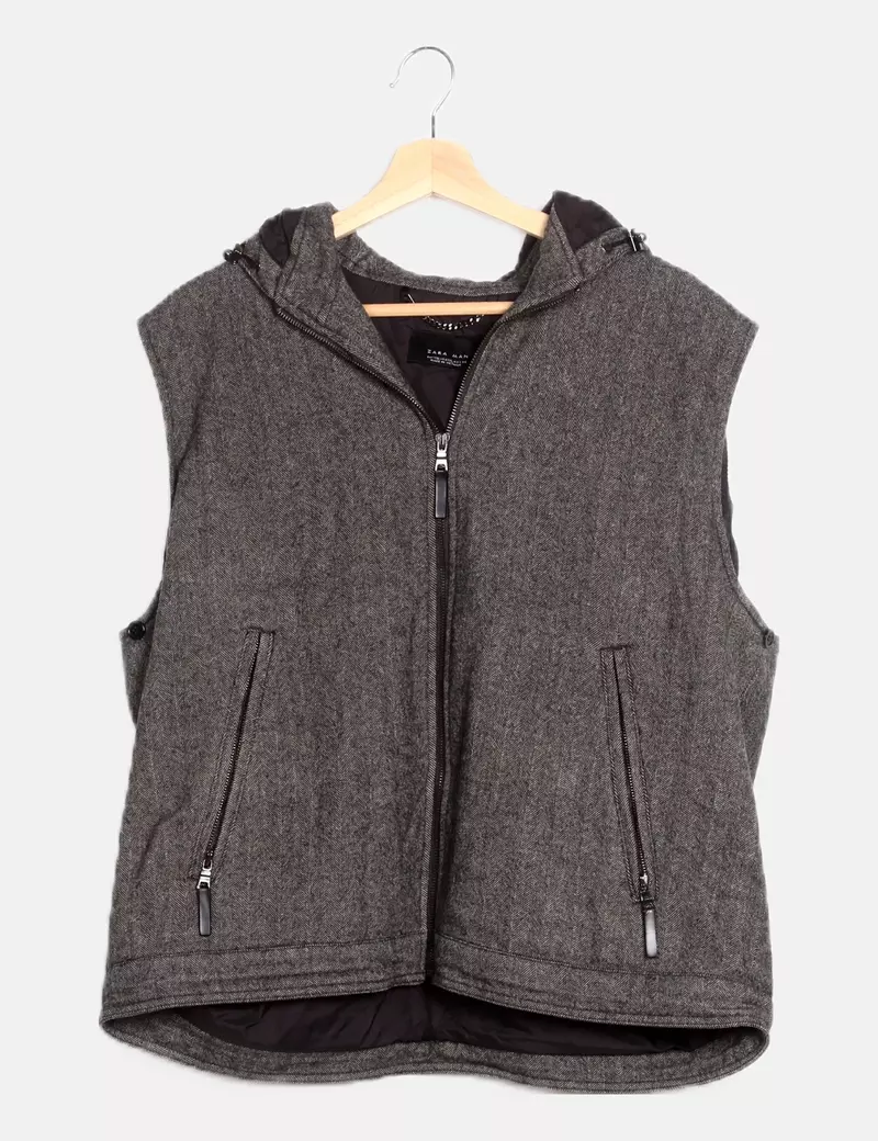 Gray hooded vest Zara.