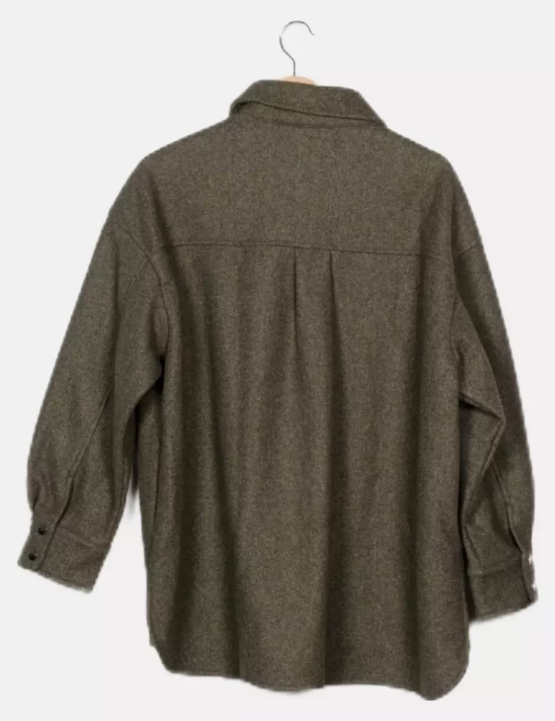 Green wool over shirt Zara.